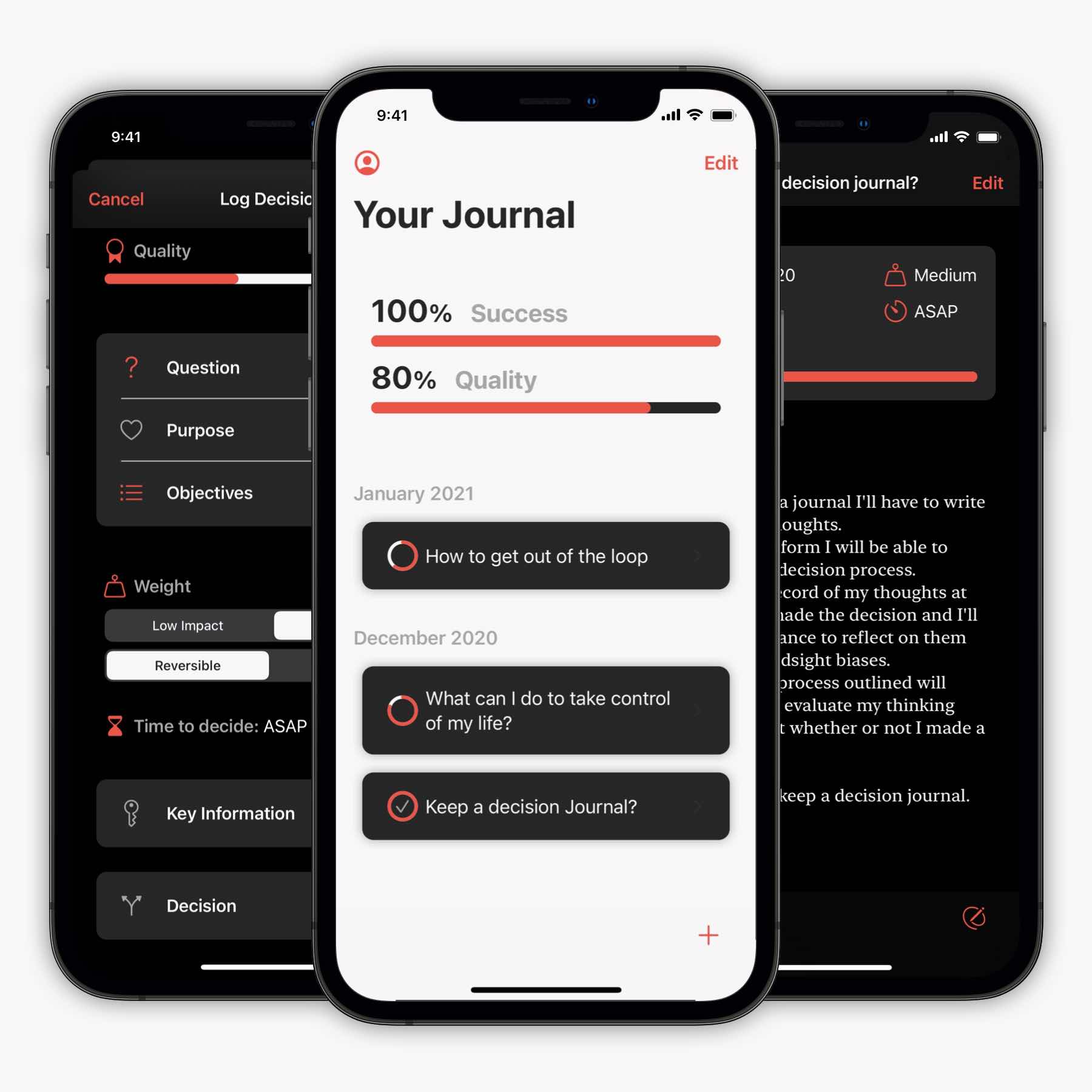 Yorick decision journal app product showcase